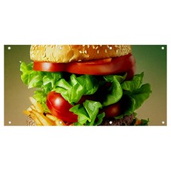 Hamburger Cheeseburger Burger 3d Render Snack Banner And Sign 8  X 4  by Pakemis