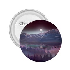 Mountains Nature Forest Moon Landscape Moonlight 2 25  Buttons by Pakemis