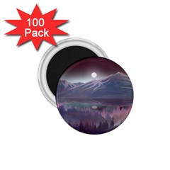 Mountains Nature Forest Moon Landscape Moonlight 1 75  Magnets (100 Pack)  by Pakemis