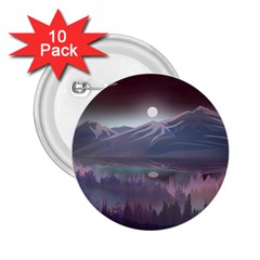 Mountains Nature Forest Moon Landscape Moonlight 2 25  Buttons (10 Pack)  by Pakemis