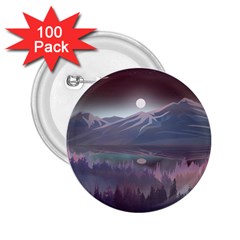 Mountains Nature Forest Moon Landscape Moonlight 2 25  Buttons (100 Pack)  by Pakemis