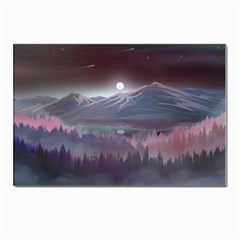 Mountains Nature Forest Moon Landscape Moonlight Postcard 4 x 6  (pkg Of 10)