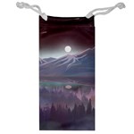 Mountains Nature Forest Moon Landscape Moonlight Jewelry Bag Front