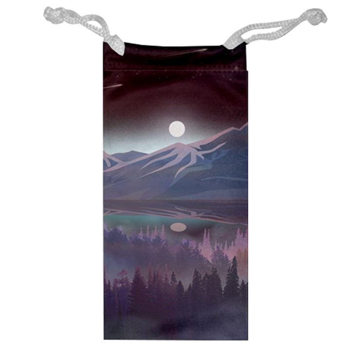 Mountains Nature Forest Moon Landscape Moonlight Jewelry Bag