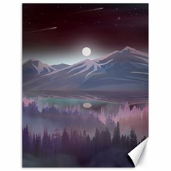 Mountains Nature Forest Moon Landscape Moonlight Canvas 18  X 24  by Pakemis