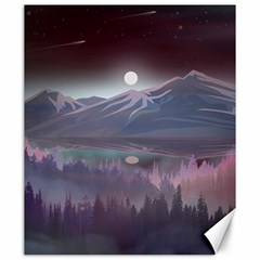 Mountains Nature Forest Moon Landscape Moonlight Canvas 20  X 24  by Pakemis