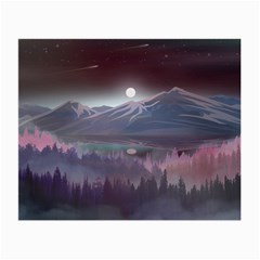 Mountains Nature Forest Moon Landscape Moonlight Small Glasses Cloth (2 Sides) by Pakemis