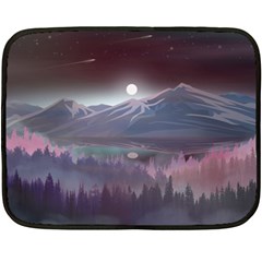 Mountains Nature Forest Moon Landscape Moonlight Fleece Blanket (mini) by Pakemis