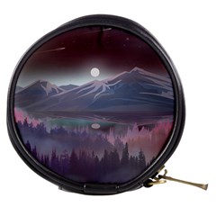 Mountains Nature Forest Moon Landscape Moonlight Mini Makeup Bag by Pakemis