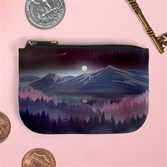 Mountains Nature Forest Moon Landscape Moonlight Mini Coin Purse by Pakemis