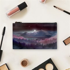 Mountains Nature Forest Moon Landscape Moonlight Cosmetic Bag (small) by Pakemis