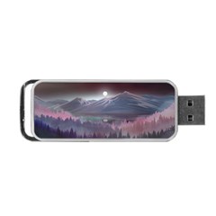 Mountains Nature Forest Moon Landscape Moonlight Portable Usb Flash (two Sides) by Pakemis