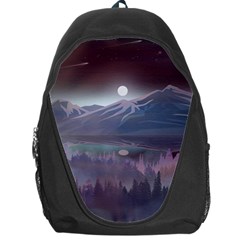 Mountains Nature Forest Moon Landscape Moonlight Backpack Bag by Pakemis