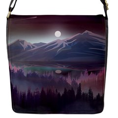 Mountains Nature Forest Moon Landscape Moonlight Flap Closure Messenger Bag (s) by Pakemis