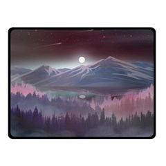 Mountains Nature Forest Moon Landscape Moonlight Double Sided Fleece Blanket (small) by Pakemis