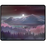 Mountains Nature Forest Moon Landscape Moonlight Double Sided Fleece Blanket (Medium) 58.8 x47.4  Blanket Front