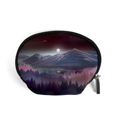 Mountains Nature Forest Moon Landscape Moonlight Accessory Pouch (small) by Pakemis