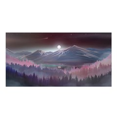 Mountains Nature Forest Moon Landscape Moonlight Satin Shawl 45  X 80  by Pakemis