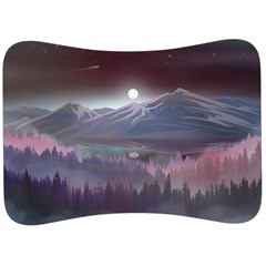 Mountains Nature Forest Moon Landscape Moonlight Velour Seat Head Rest Cushion by Pakemis