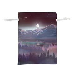 Mountains Nature Forest Moon Landscape Moonlight Lightweight Drawstring Pouch (l) by Pakemis