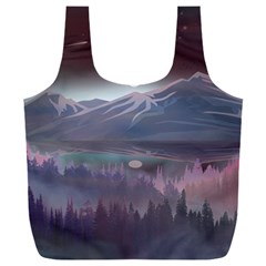 Mountains Nature Forest Moon Landscape Moonlight Full Print Recycle Bag (xxl) by Pakemis