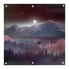 Mountains Nature Forest Moon Landscape Moonlight Banner And Sign 3  X 3  by Pakemis