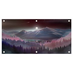 Mountains Nature Forest Moon Landscape Moonlight Banner And Sign 4  X 2  by Pakemis