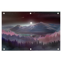 Mountains Nature Forest Moon Landscape Moonlight Banner And Sign 6  X 4  by Pakemis