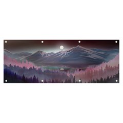 Mountains Nature Forest Moon Landscape Moonlight Banner And Sign 8  X 3  by Pakemis