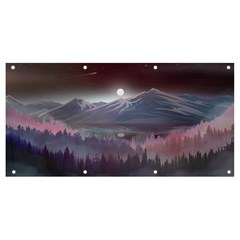 Mountains Nature Forest Moon Landscape Moonlight Banner And Sign 8  X 4  by Pakemis