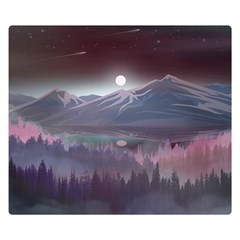 Mountains Nature Forest Moon Landscape Moonlight Flano Blanket (small) by Pakemis