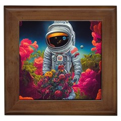 Astronaut Universe Planting Flowers Cosmos Galaxy Framed Tile by Pakemis