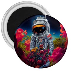 Astronaut Universe Planting Flowers Cosmos Galaxy 3  Magnets by Pakemis