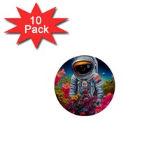 Astronaut Universe Planting Flowers Cosmos Galaxy 1  Mini Buttons (10 Pack)  by Pakemis