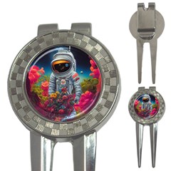 Astronaut Universe Planting Flowers Cosmos Galaxy 3-in-1 Golf Divots by Pakemis