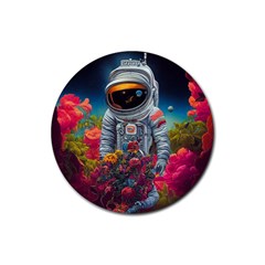 Astronaut Universe Planting Flowers Cosmos Galaxy Rubber Coaster (round) by Pakemis