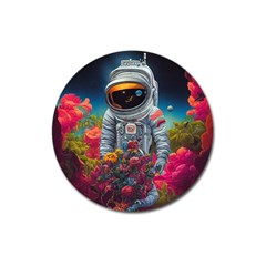 Astronaut Universe Planting Flowers Cosmos Galaxy Magnet 3  (round) by Pakemis