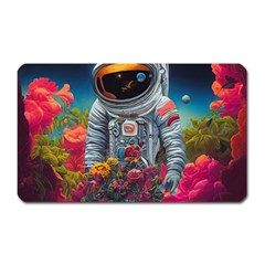 Astronaut Universe Planting Flowers Cosmos Galaxy Magnet (rectangular) by Pakemis