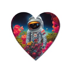 Astronaut Universe Planting Flowers Cosmos Galaxy Heart Magnet by Pakemis