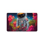 Astronaut Universe Planting Flowers Cosmos Galaxy Magnet (Name Card) Front