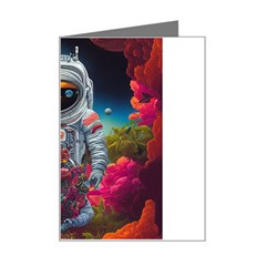 Astronaut Universe Planting Flowers Cosmos Galaxy Mini Greeting Card