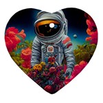 Astronaut Universe Planting Flowers Cosmos Galaxy Heart Ornament (Two Sides) Front