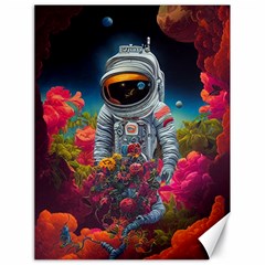 Astronaut Universe Planting Flowers Cosmos Galaxy Canvas 18  X 24  by Pakemis