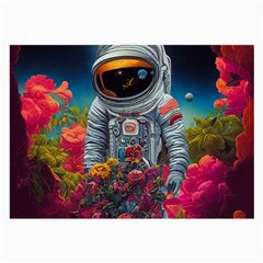 Astronaut Universe Planting Flowers Cosmos Galaxy Large Glasses Cloth by Pakemis