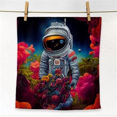 Astronaut Universe Planting Flowers Cosmos Galaxy Face Towel by Pakemis