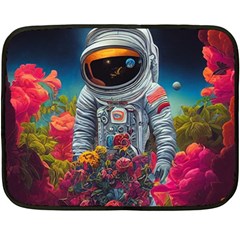 Astronaut Universe Planting Flowers Cosmos Galaxy Fleece Blanket (mini) by Pakemis