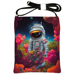 Astronaut Universe Planting Flowers Cosmos Galaxy Shoulder Sling Bag by Pakemis