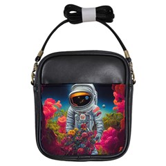 Astronaut Universe Planting Flowers Cosmos Galaxy Girls Sling Bag by Pakemis