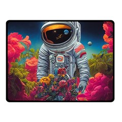 Astronaut Universe Planting Flowers Cosmos Galaxy Fleece Blanket (small) by Pakemis