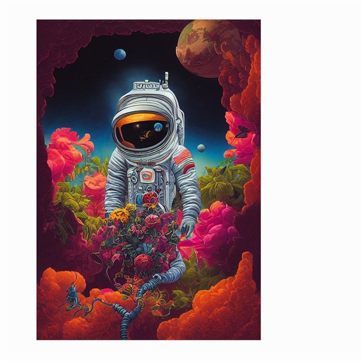 Astronaut Universe Planting Flowers Cosmos Galaxy Large Garden Flag (Two Sides)